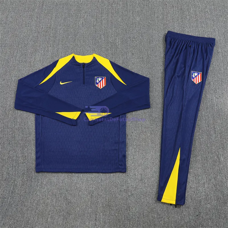 Sudadera De Entrenamiento Atlético de Madrid 2025/2026 Kit Azul Marino/Amarillo (EDICIÓN JUGADOR)