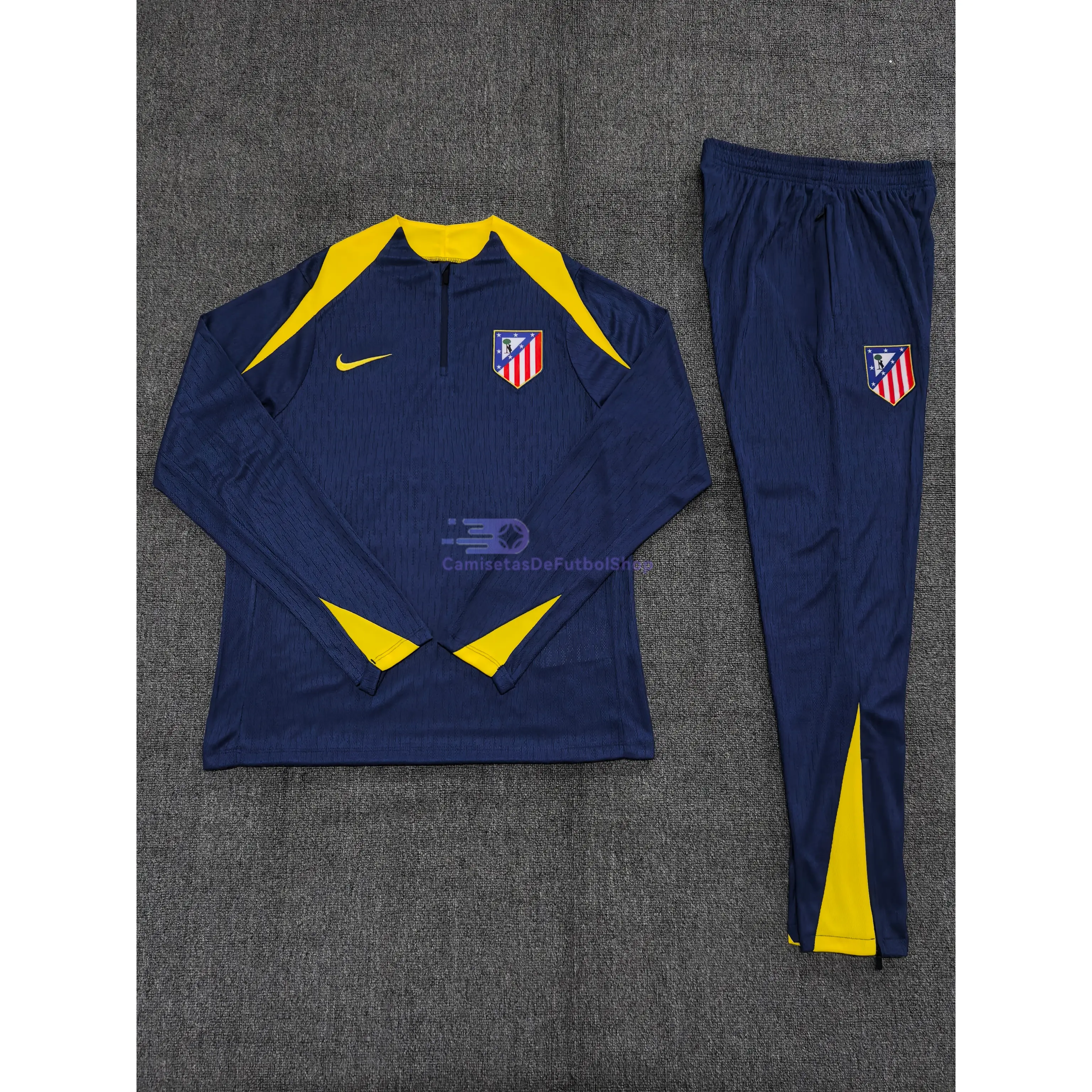 Sudadera De Entrenamiento Atlético de Madrid 2025/2026 Niño Kit Azul Marino/Amarillo (EDICIÓN JUGADOR)