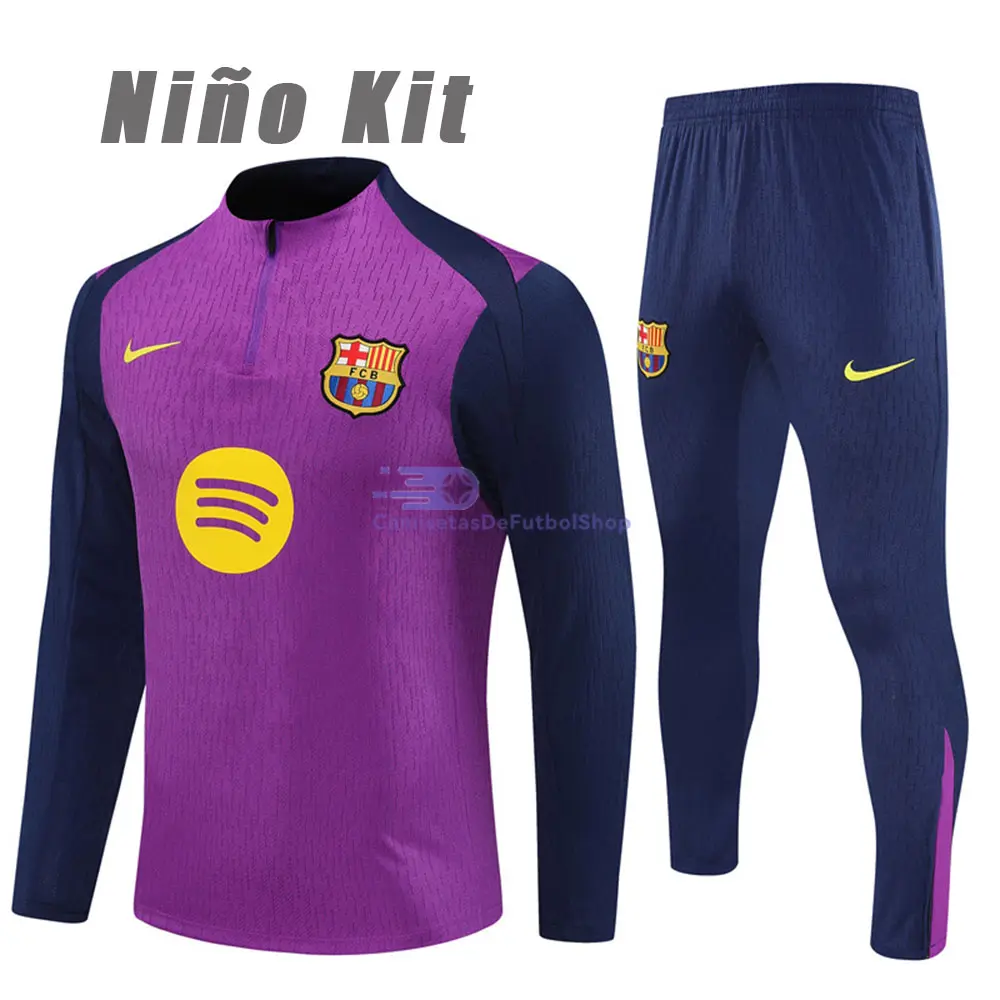 Sudadera De Entrenamiento Barcelona 2025/2026 Niño Kit Morado/Azul (EDICIÓN JUGADOR)