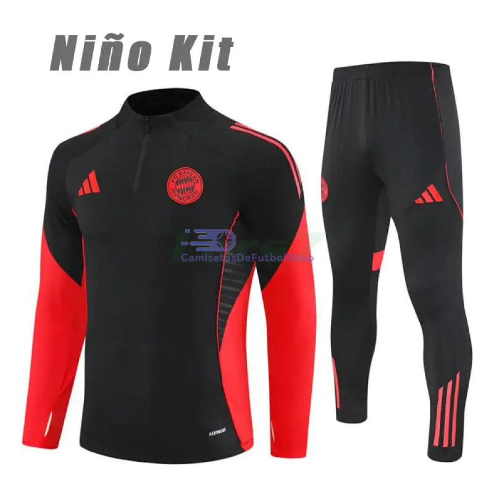 Sudadera De Entrenamiento Bayern Múnich 2025/2026 Niño Kit Negro/Rojo