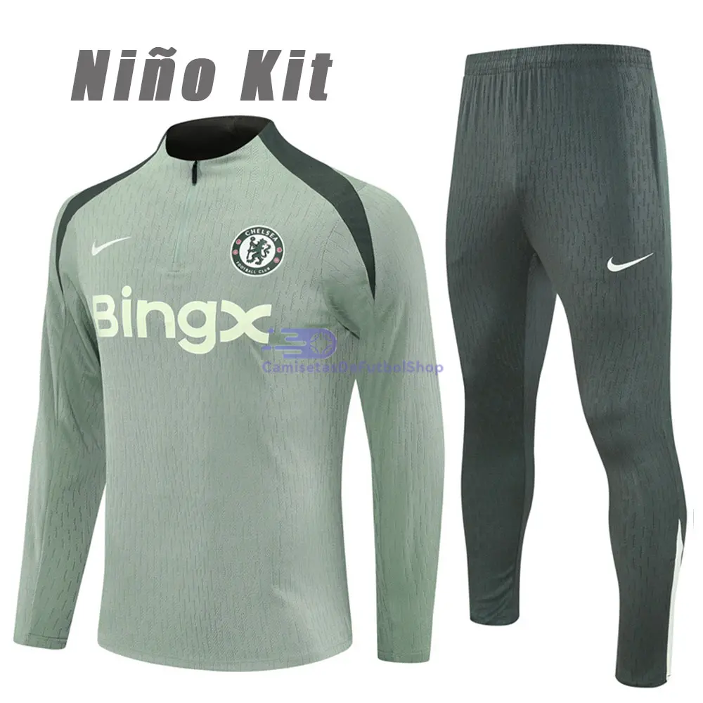 Sudadera De Entrenamiento Chelsea 2025/2026 Niño Kit Verde Claro (EDICIÓN JUGADOR)
