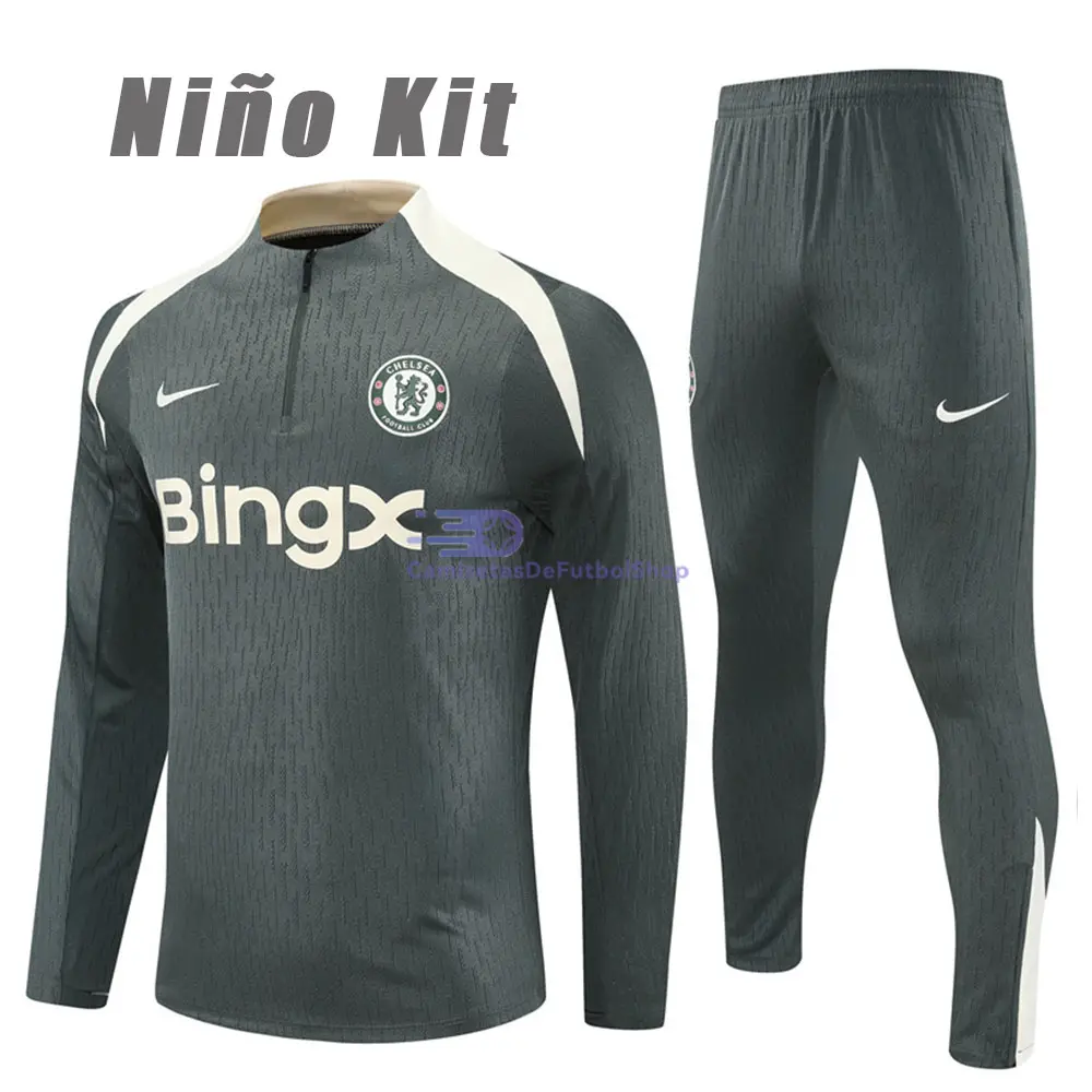 Sudadera De Entrenamiento Chelsea 2025/2026 Niño Kit Verde Militar (EDICIÓN JUGADOR)