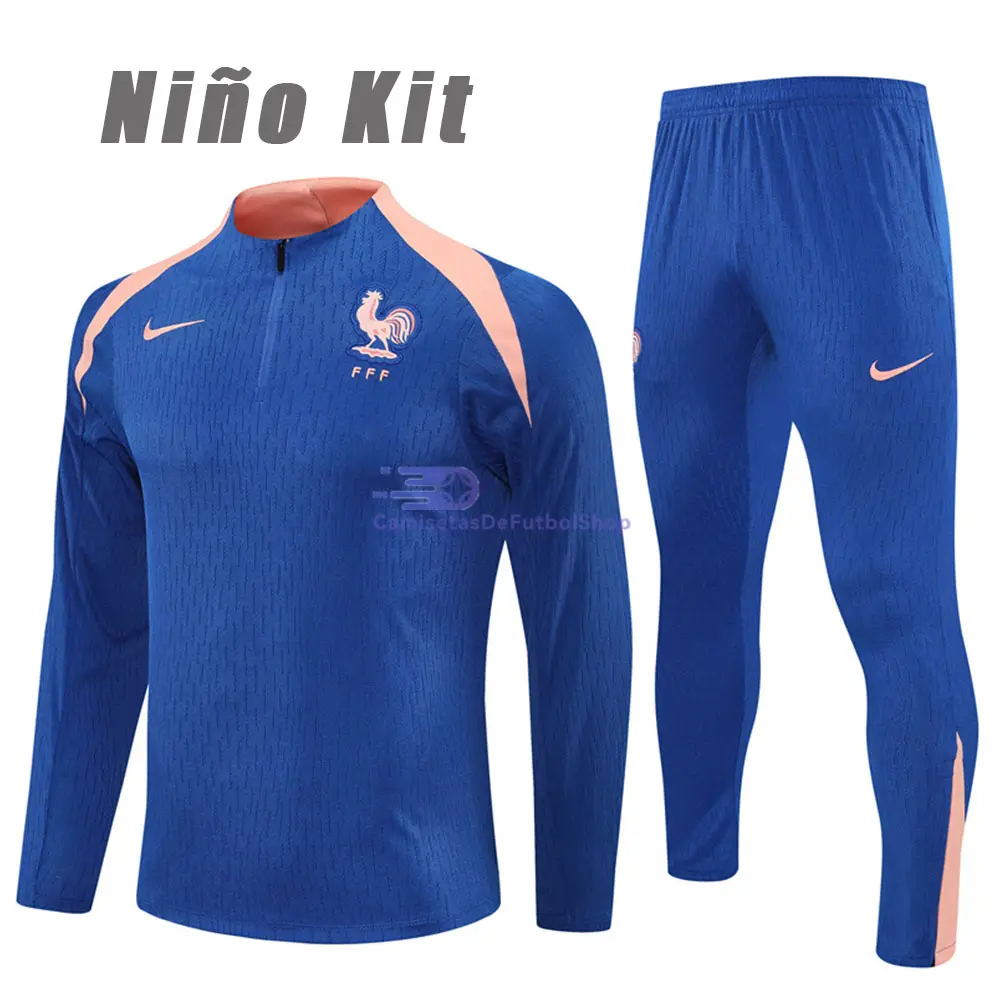 Sudadera De Entrenamiento Francia 2025 Niño Kit Azul Real/Rosa (EDICIÓN JUGADOR)