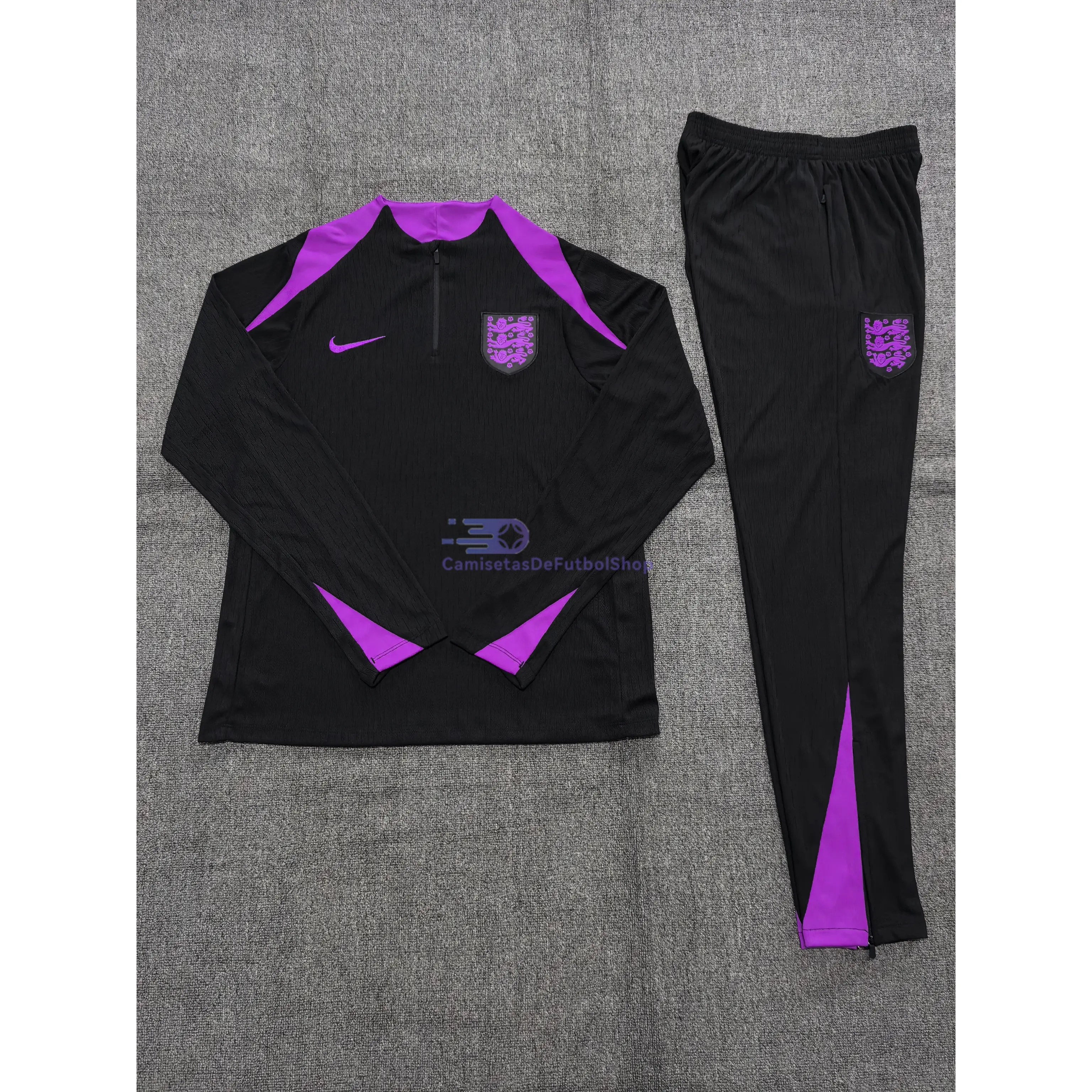 Sudadera De Entrenamiento Inglaterra 2025 Niño Kit Negro/Morado (EDICIÓN JUGADOR)