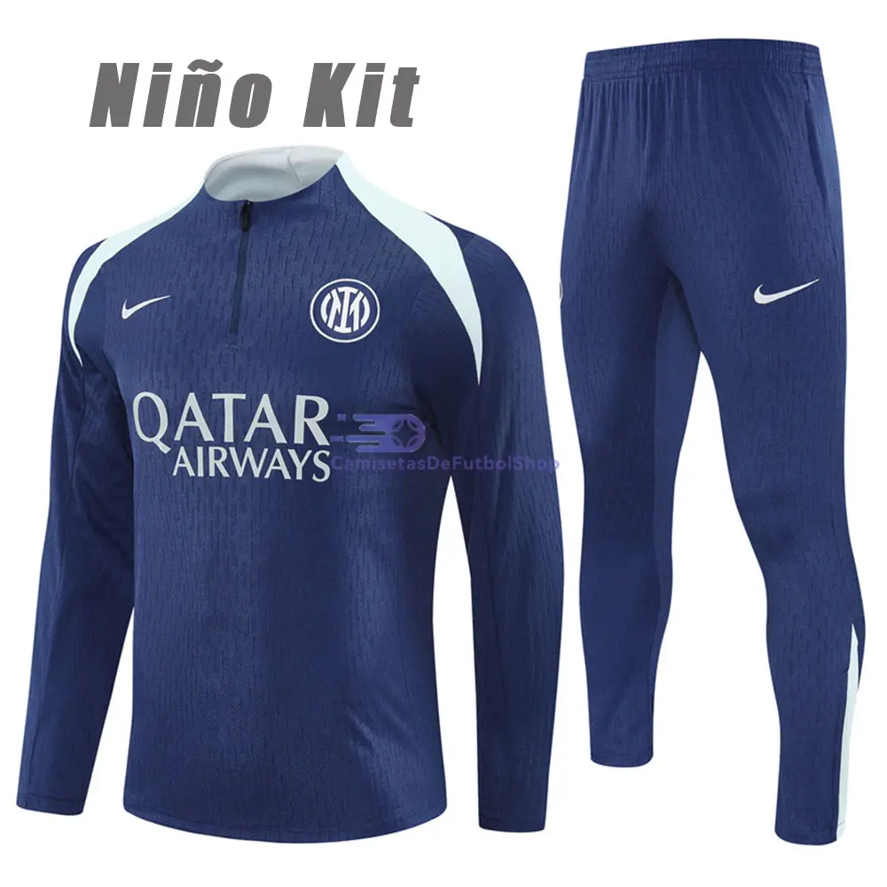Sudadera De Entrenamiento Inter de Milan 2025/2026 Niño Kit Azul (EDICIÓN JUGADOR)