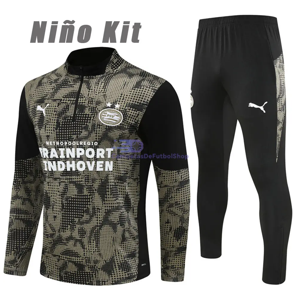 Sudadera De Entrenamiento Leverkusen 2025/2026 Niño Kit Negro con Estampado Camuflaje
