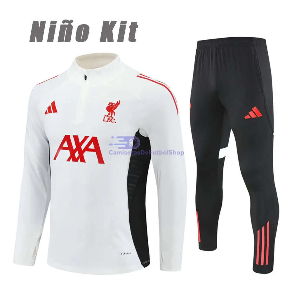 Sudadera De Entrenamiento Liverpool 2025/2026 Niño Kit Blanco/Negro