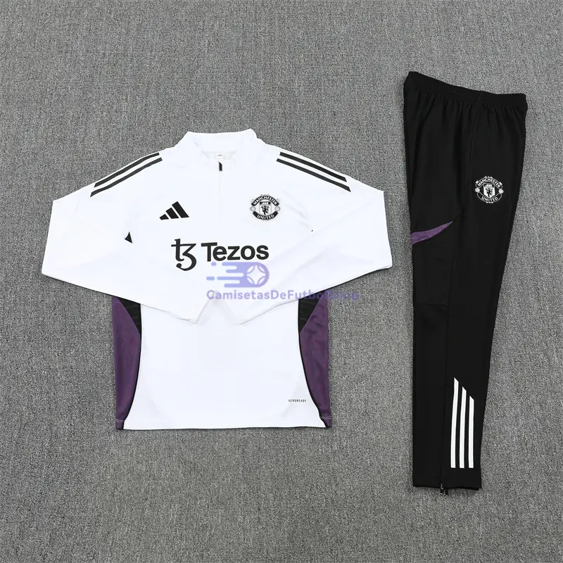 Sudadera De Entrenamiento Manchester United 2025/2026 Kit Blanco/Morado
