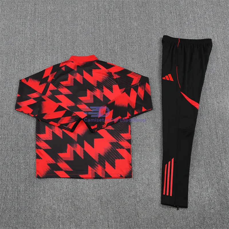Sudadera De Entrenamiento Manchester United 2025/2026 Kit Negro/Rojo con Estampado
