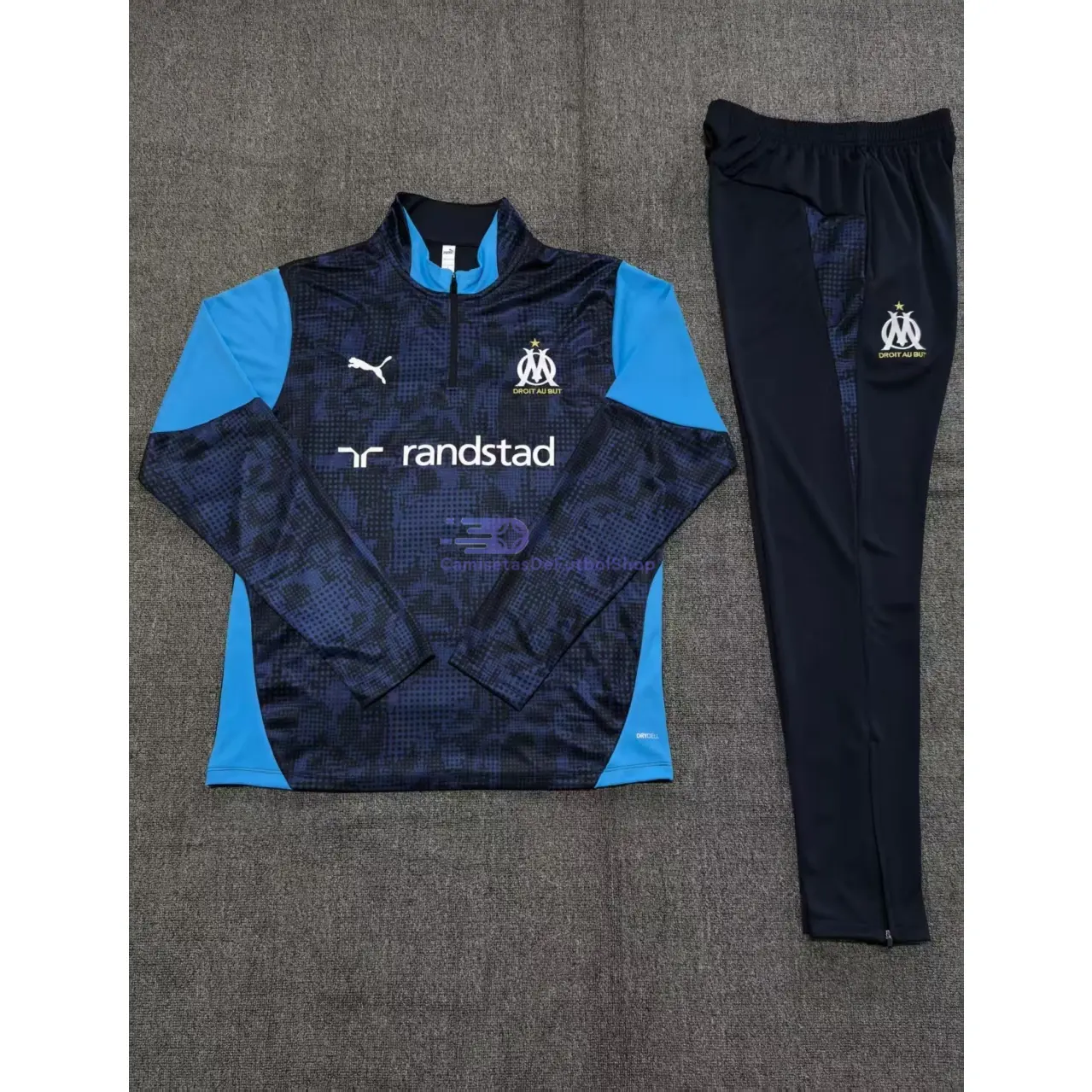 Sudadera De Entrenamiento Olympique Marsella 2025/2026 Niño Kit Azul Oscuro con Estampado Camuflaje