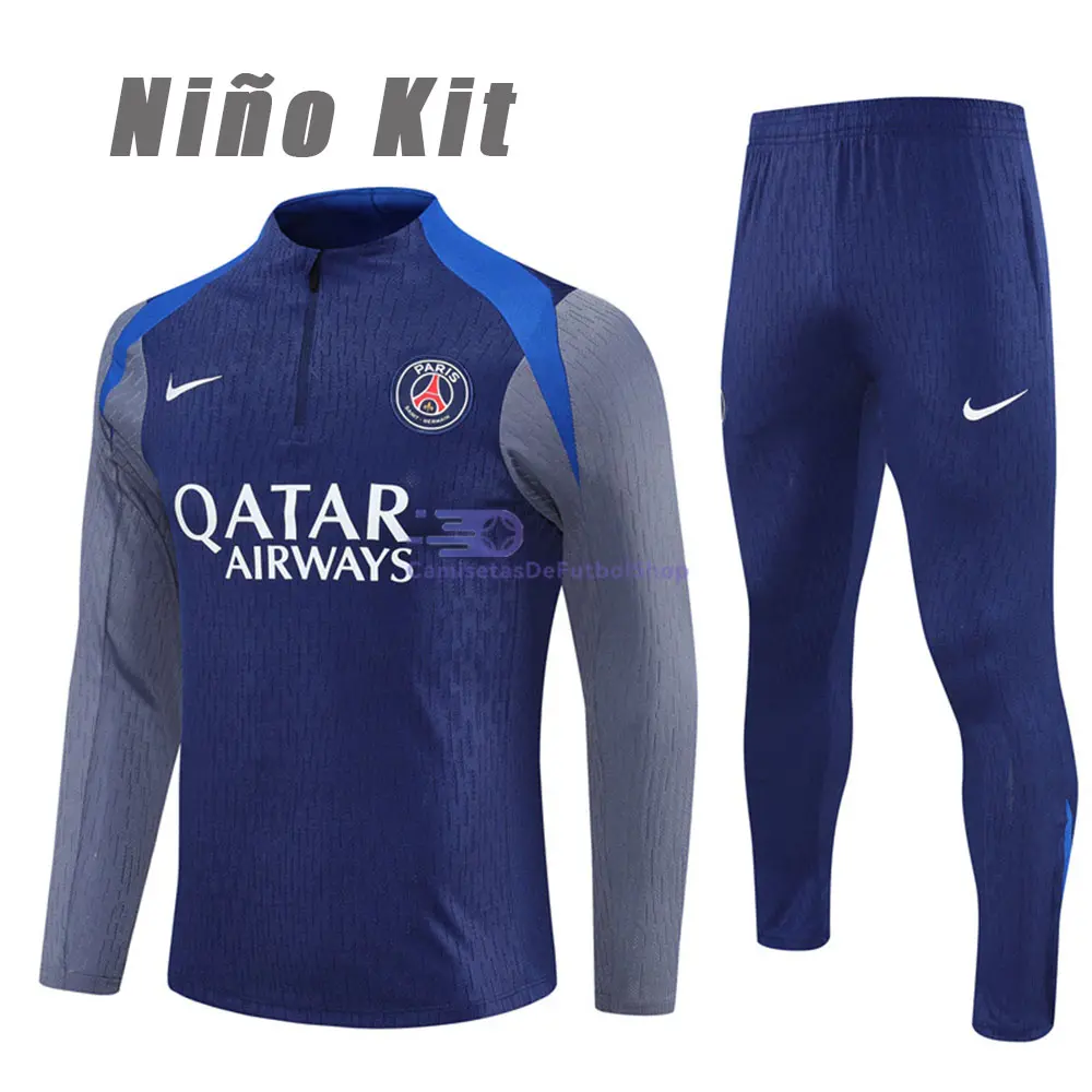 Sudadera De Entrenamiento PSG 2025/2026 Niño Kit Azul Marino/Gris (EDICIÓN JUGADOR)