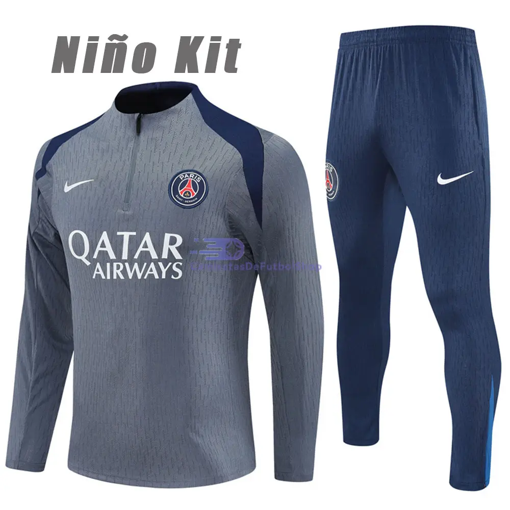 Sudadera De Entrenamiento PSG 2025/2026 Niño Kit Gris (EDICIÓN JUGADOR)