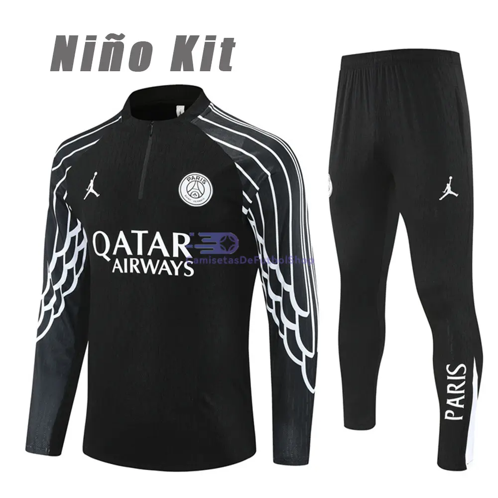 Sudadera De Entrenamiento PSG 2025/2026 Niño Kit Negro Edición UCL