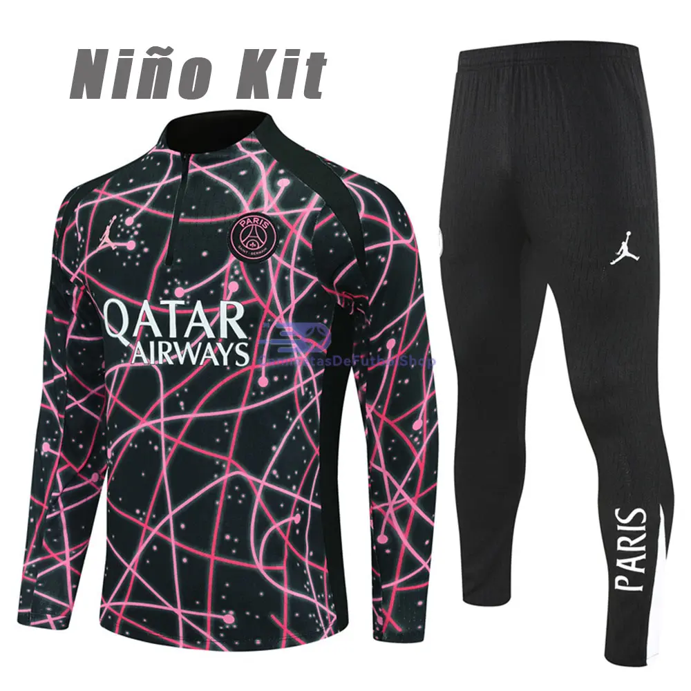 Sudadera De Entrenamiento PSG 2025/2026 Niño Kit Negro/Rosa con Estampado Camuflaje