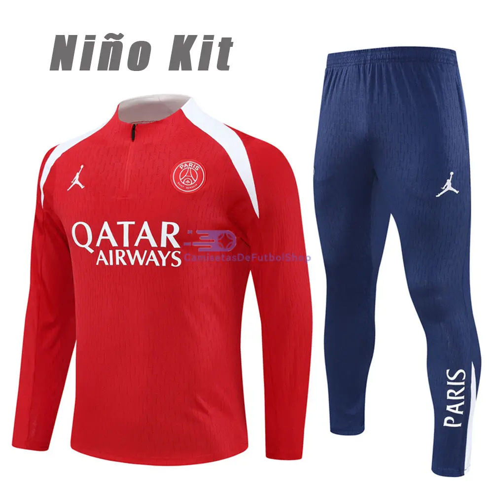 Sudadera De Entrenamiento PSG 2025/2026 Niño Kit Rojo/Blanco (EDICIÓN JUGADOR)