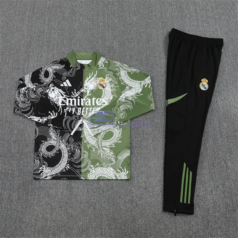 Sudadera De Entrenamiento Real Madrid 2025/2026 Kit Negro/Verde Edición Especial