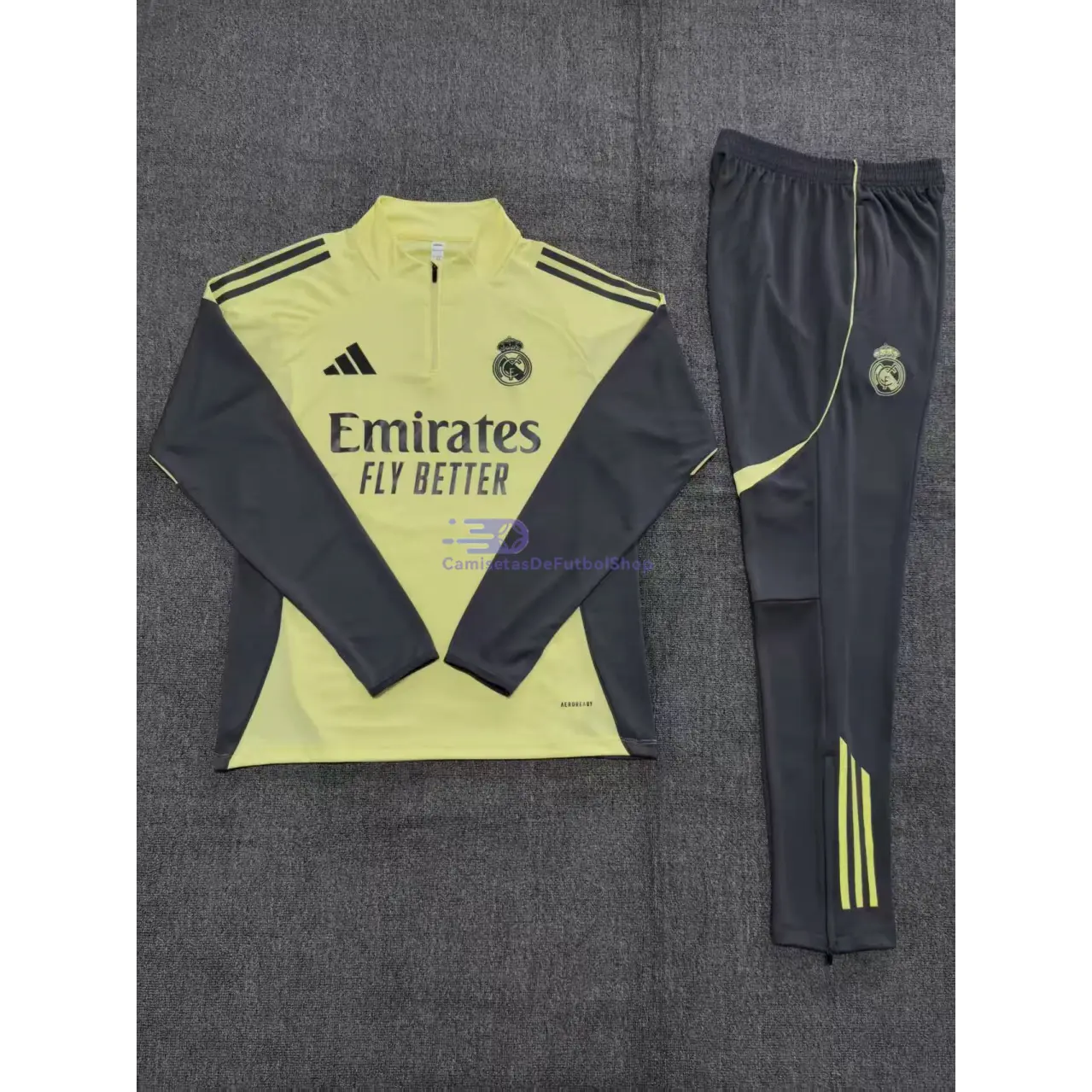 Sudadera De Entrenamiento Real Madrid 2025/2026 Niño Kit Amarillo/Gris Oscuro