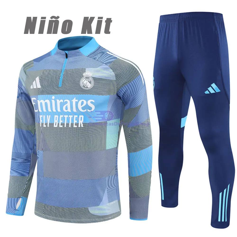 Sudadera De Entrenamiento Real Madrid 2025/2026 Niño Kit Azul con Estampado Camuflaje