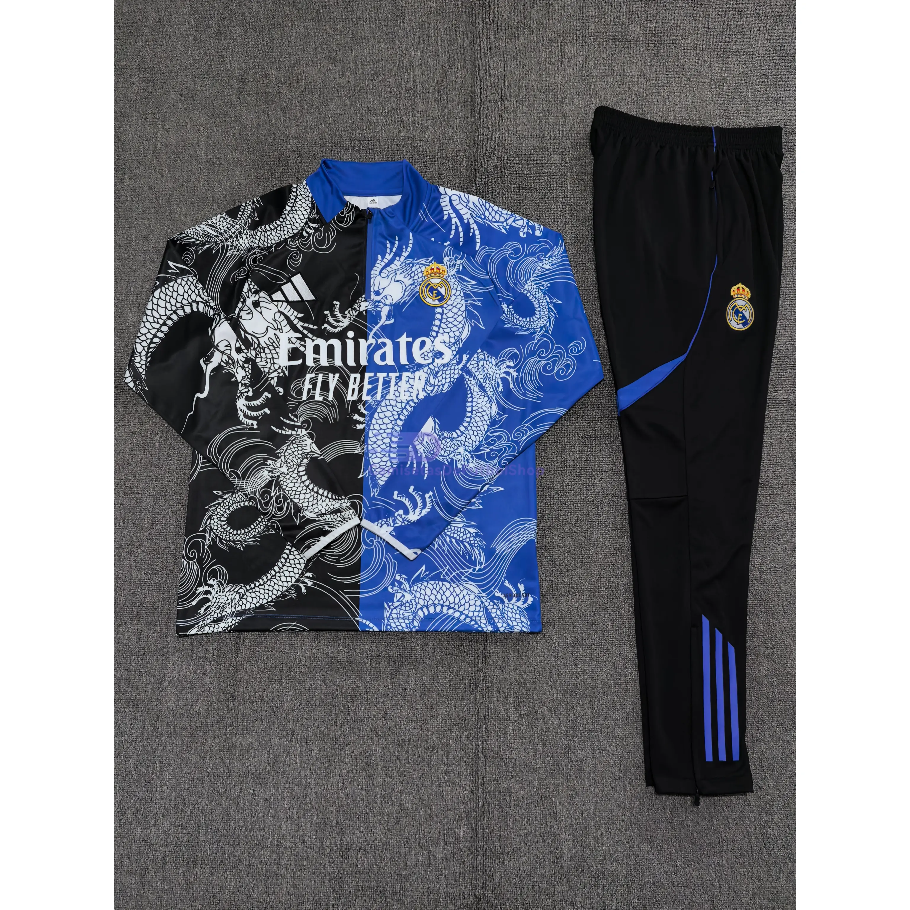 Sudadera De Entrenamiento Real Madrid 2025/2026 Niño Kit Azul/Negro Edición Especial