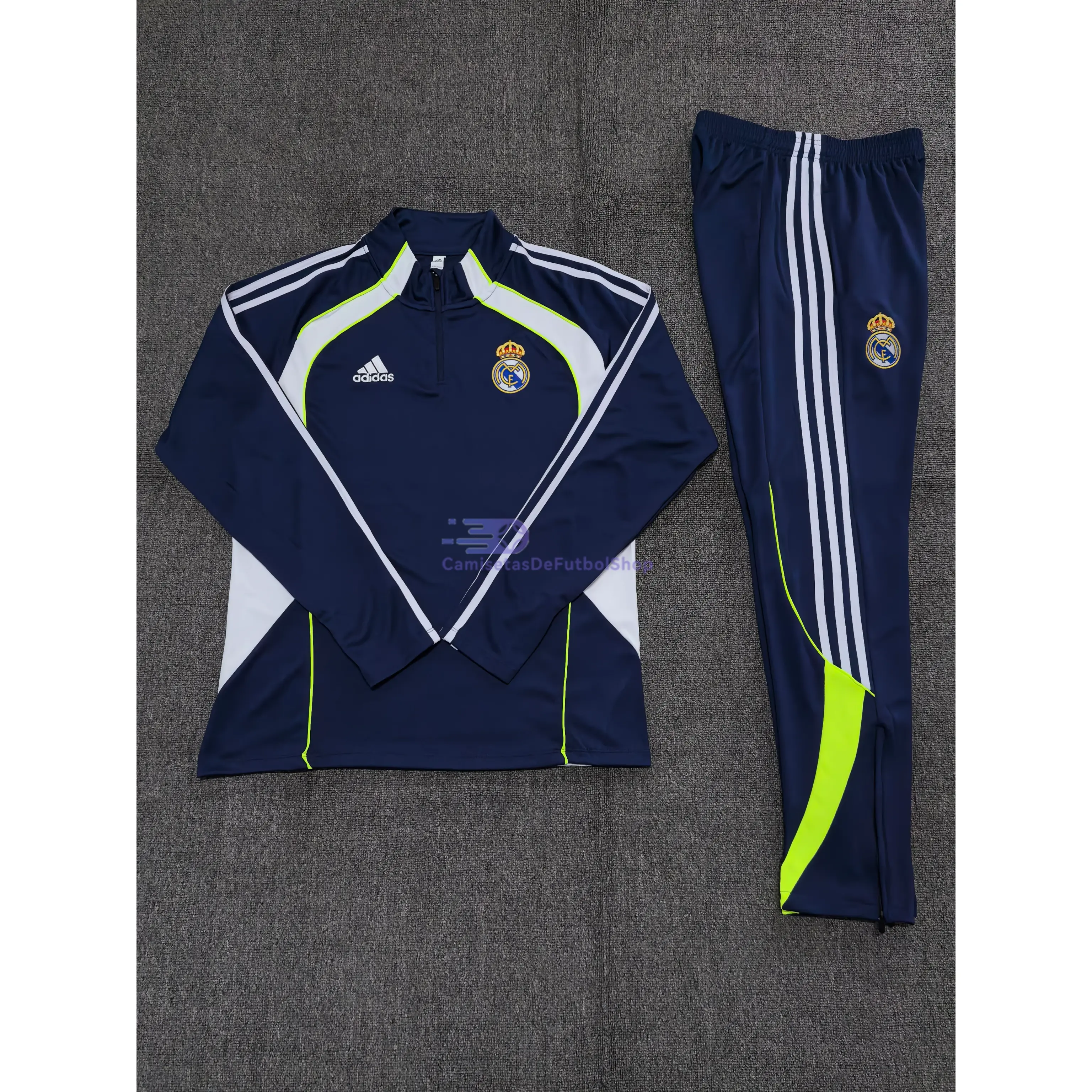 Sudadera De Entrenamiento Real Madrid 2025/2026 Niño Kit Azul Real/Blanco Edición Retro