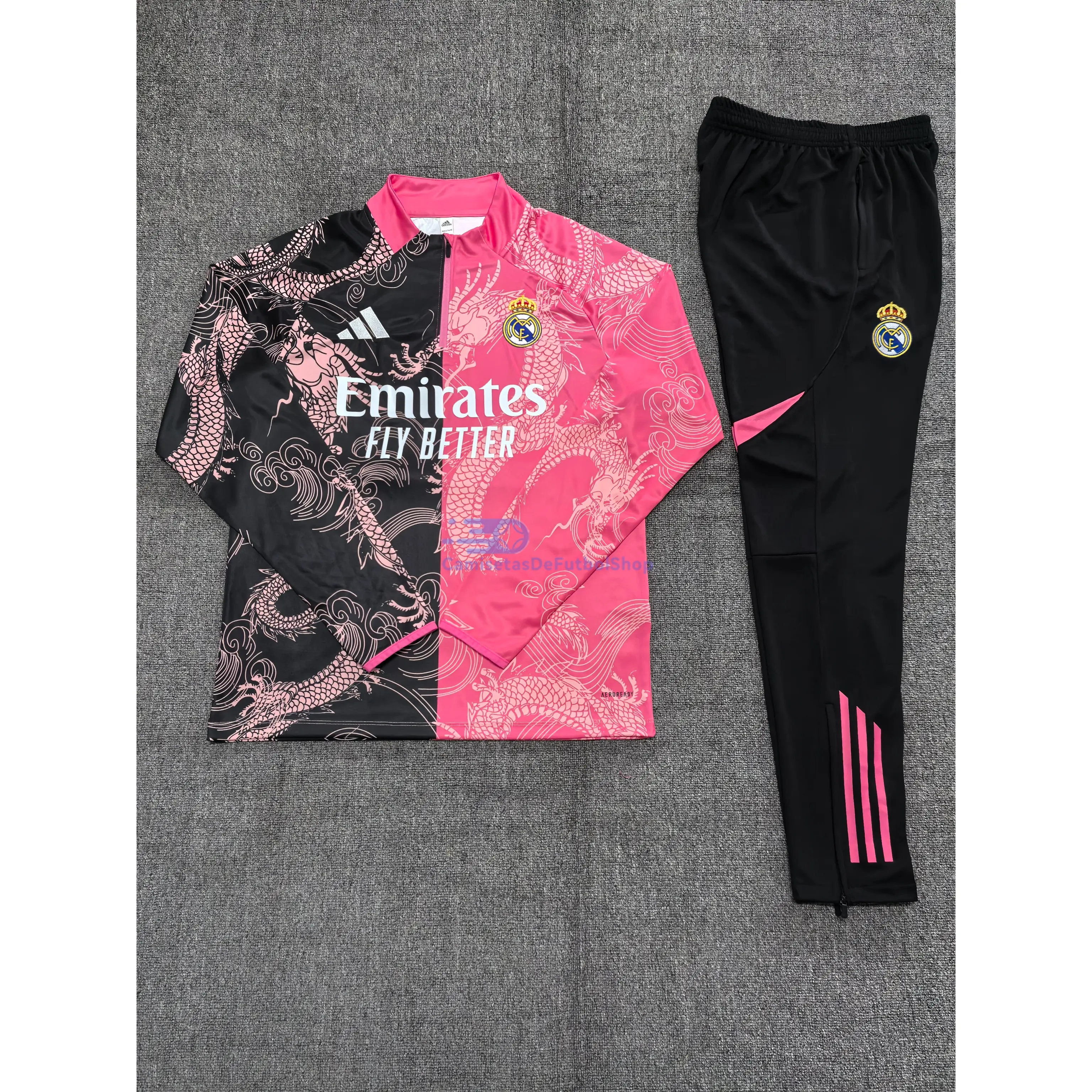 Sudadera De Entrenamiento Real Madrid 2025/2026 Niño Kit Negro/Rosa Edición Especial
