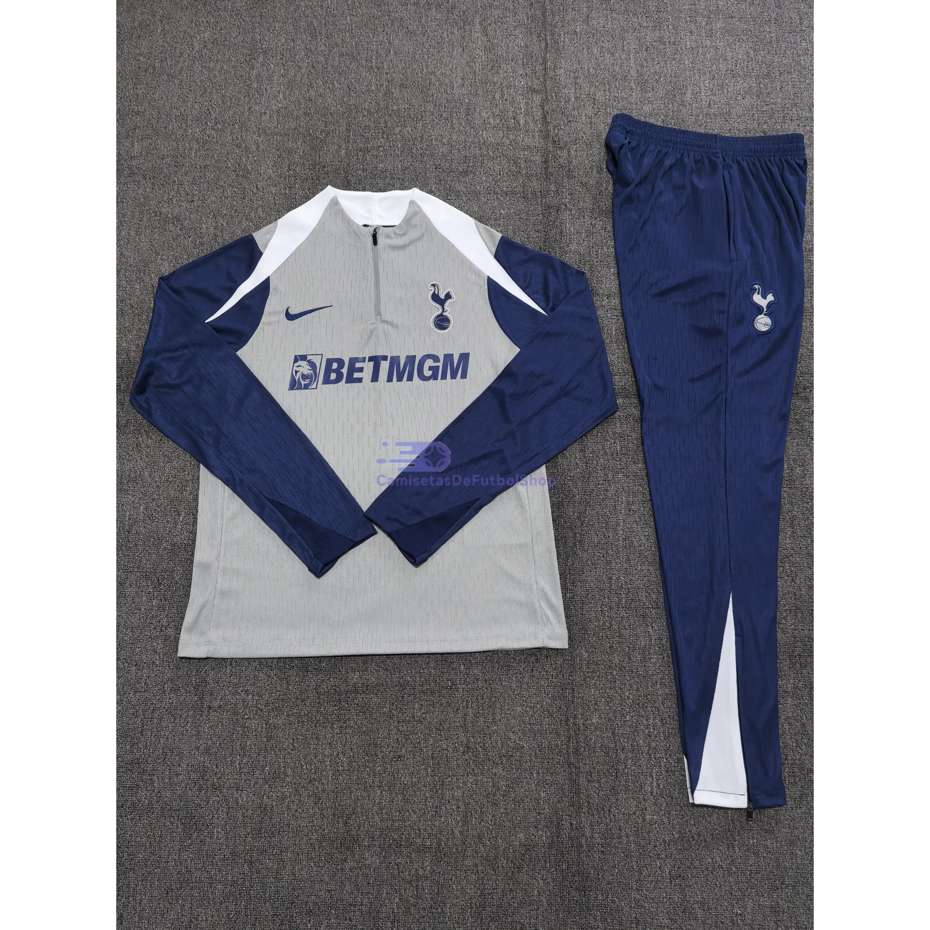 Sudadera De Entrenamiento Tottenham Hotspur 2025/2026 Niño Kit Gris/Azul (EDICIÓN JUGADOR)