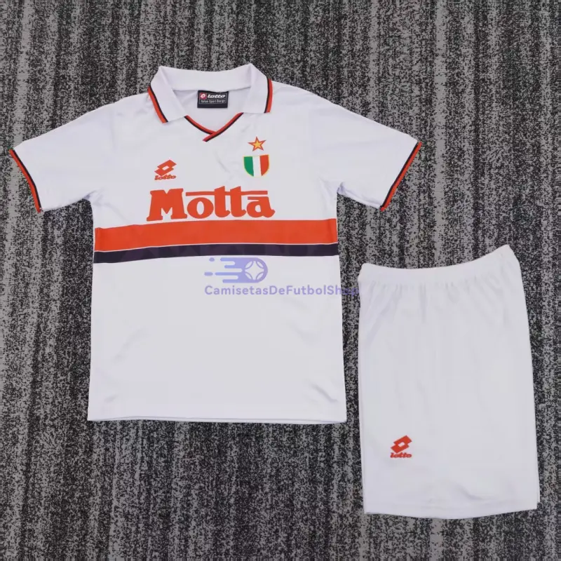 Camiseta AC Milan 1993/94 2ª Equipación Retro Blanco Niño Kit
