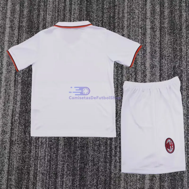 Camiseta AC Milan 1993/94 2ª Equipación Retro Blanco Niño Kit