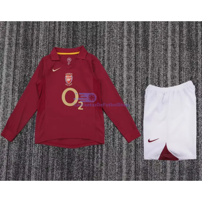 Camiseta Arsenal 2005/06 1ª Equipación Retro ML Rojo Niño Kit