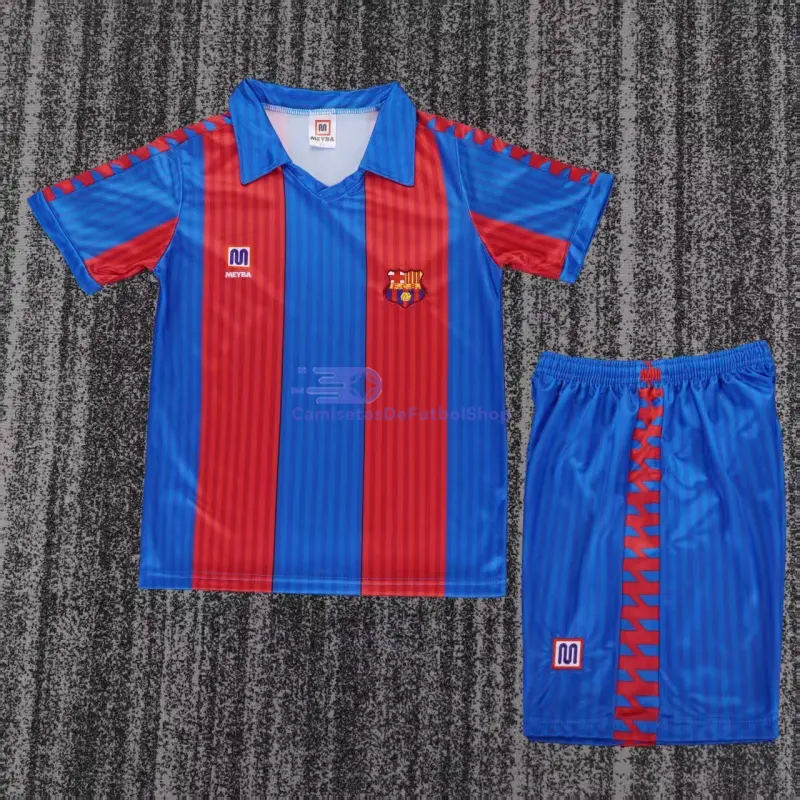 Camiseta Barcelona 1989/92 1ª Equipación Retro Rojo/Azul Niño Kit