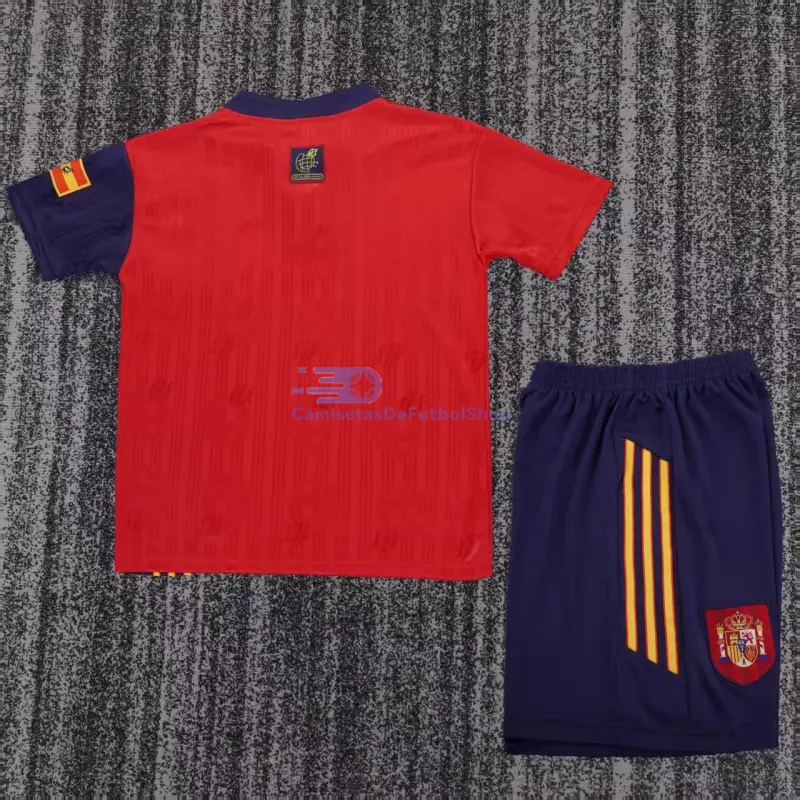 Camiseta España 1996 1ª Equipación Retro Rojo/Azul Niño Kit