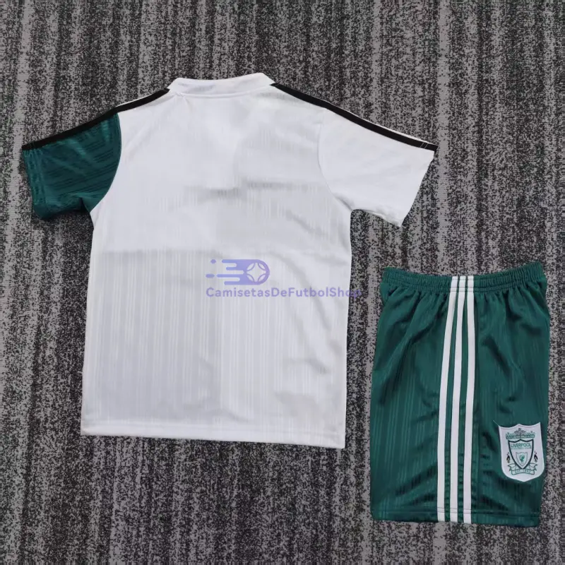 Camiseta Liverpool 1995/96 2ª Equipación Retro Blanco/Verde Niño Kit