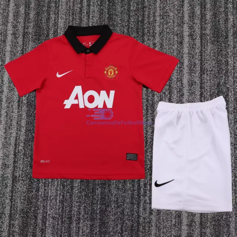 Camiseta Manchester United 2013/14 1ª Equipación Retro Rojo Niño Kit