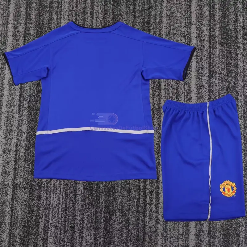 Camiseta Manchester United 2002/03 3ª Equipación Retro Azul Niño Kit