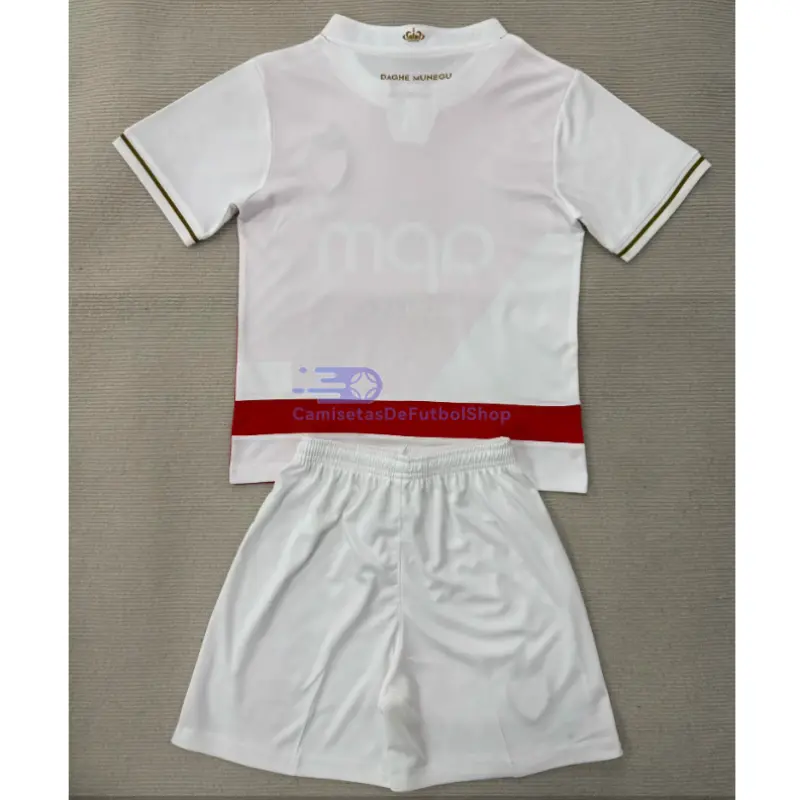 Camiseta Monaco 2025/2026 1ª Equipación Rojo/Blanco Niño Kit