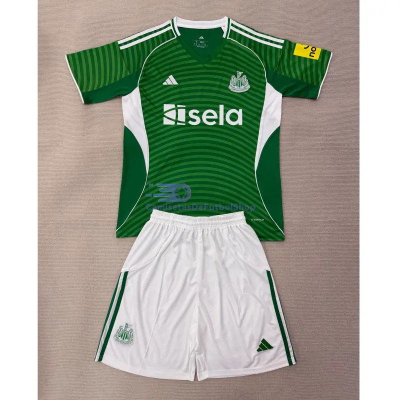 Camiseta Newcastle United 2025/2026 2ª Equipación Verde Niño Kit
