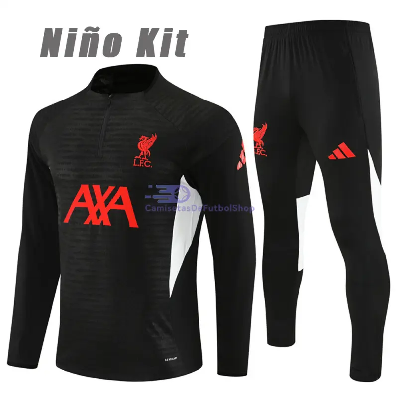 Sudadera De Entrenamiento Liverpool 2025/2026 Niño Kit Negro/Blanco (EDICIÓN JUGADOR)