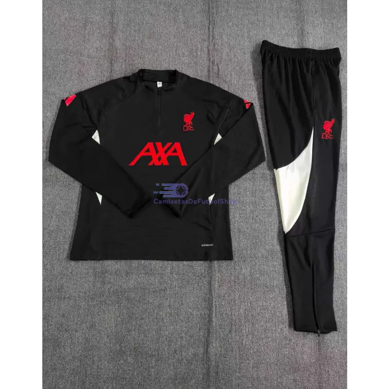 Sudadera De Entrenamiento Liverpool 2025/2026 Niño Kit Negro/Blanco (EDICIÓN JUGADOR)