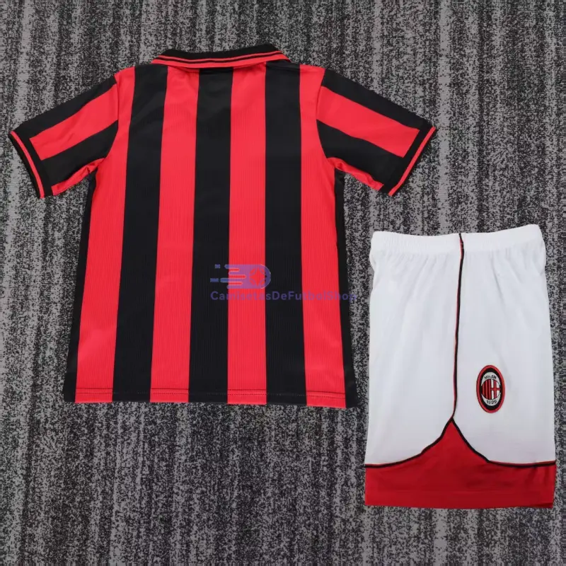 Camiseta AC Milan 1997/98 1ª Equipación Retro Rojo/Negro Niño Kit