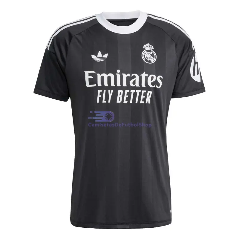 Camiseta de Portero Real Madrid 2025/2026 Negro/Blanco con Parche HP