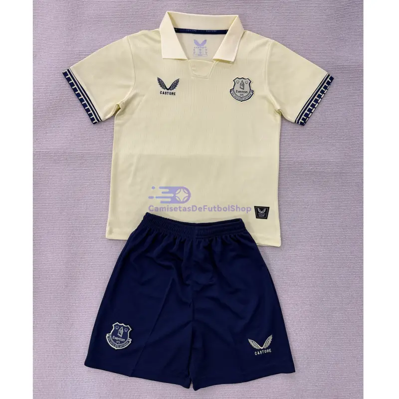 Camiseta Everton FC 2025/2026 2ª Equipación Beige Niño Kit