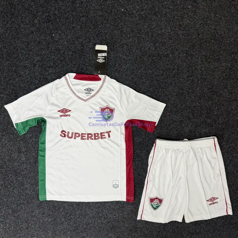 Camiseta Fluminense 2025/2026 2ª Equipación Blanco Niño Kit