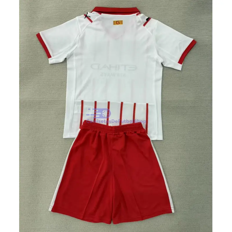 Camiseta Girona 2025/2026 1ª Equipación Blanco/Rojo Niño Kit