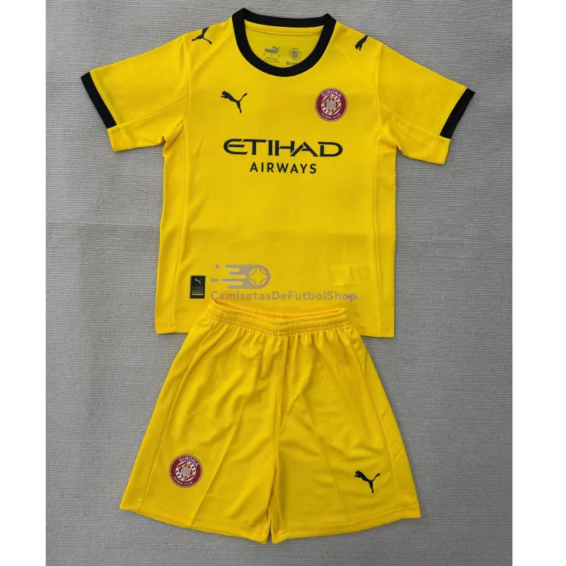 Camiseta Girona 2025/2026 2ª Equipación Amarillo Niño Kit