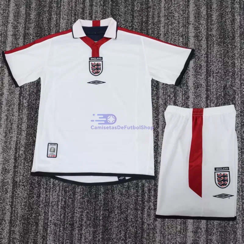 Camiseta Inglaterra 2004 1ª Equipación Retro Blanco Niño Kit