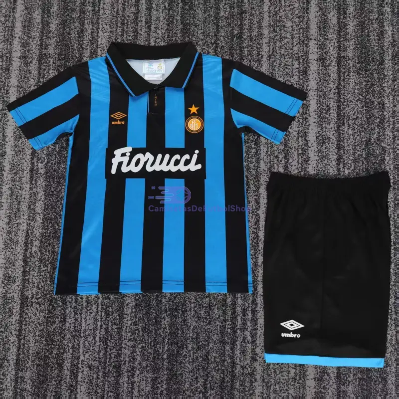 Camiseta Inter de Milan 1992/94 1ª Equipación Retro Azul/Negro Niño Kit