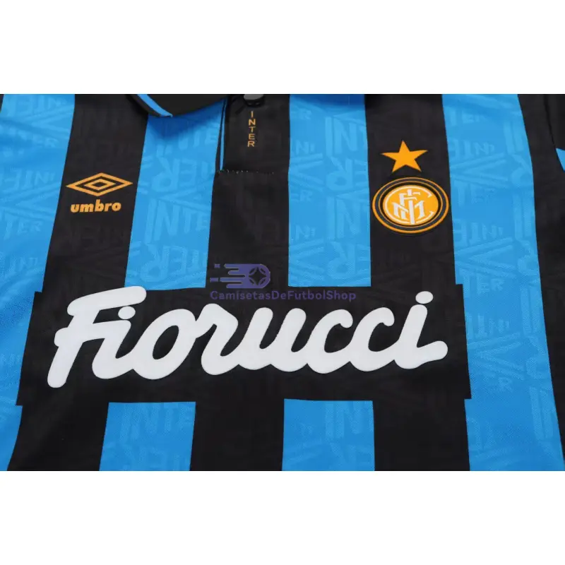 Camiseta Inter de Milan 1992/94 1ª Equipación Retro Azul/Negro Niño Kit