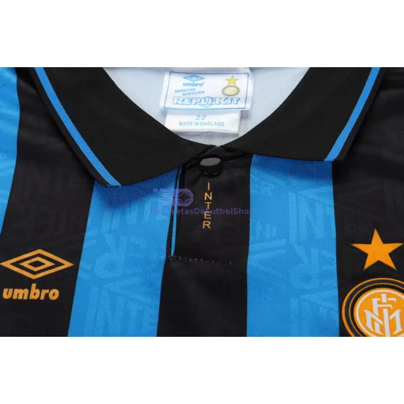 Camiseta Inter de Milan 1992/94 1ª Equipación Retro Azul/Negro Niño Kit