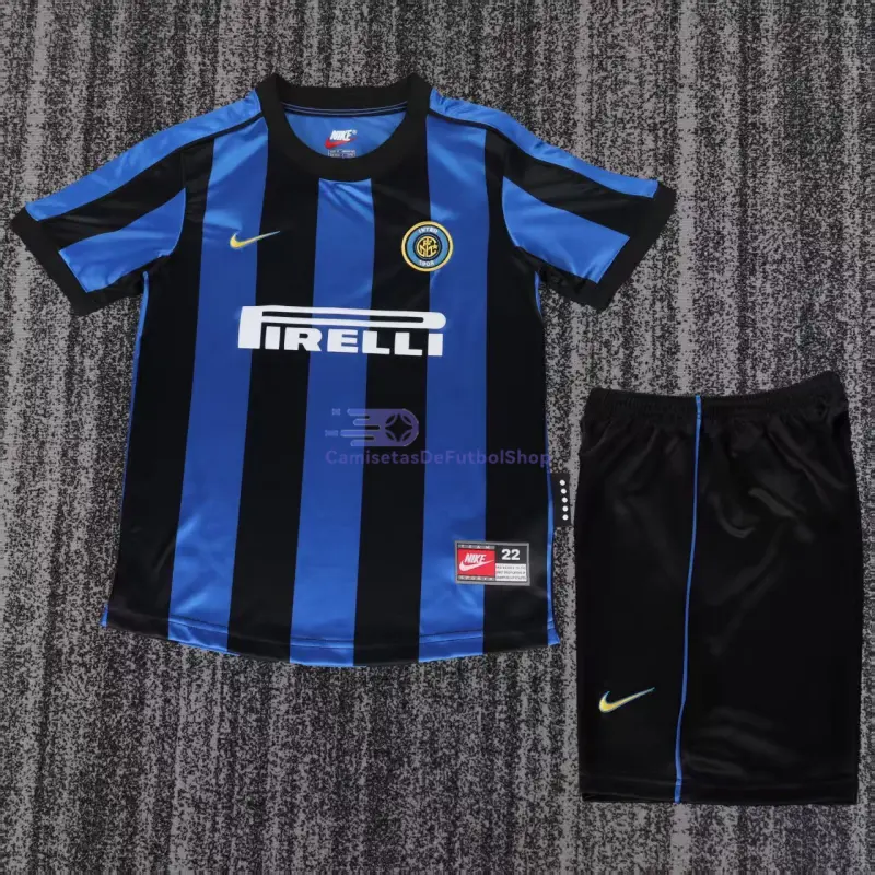 Camiseta Inter de Milan 1999/00 1ª Equipación Retro Azul/Negro Niño Kit