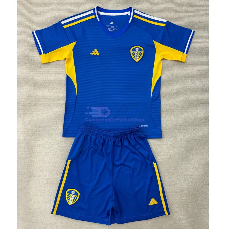 Camiseta Leeds United 2025/2026 2ª Equipación Azul Niño Kit